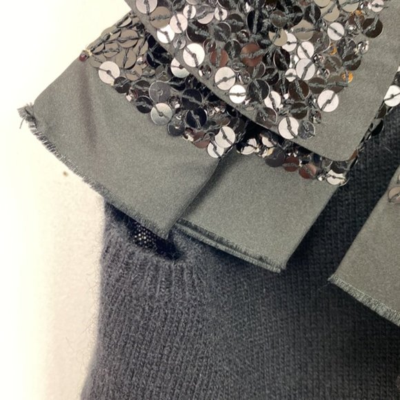Vintage J.Crew S Silk Sequined Bow Black Sweater Vest Shell Cashmere Wool - Picture 5 of 12